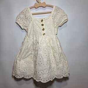 Nicole Miller Girls 2T Off White Eyelet Dress Short Sleeve Easter Frilly Spring